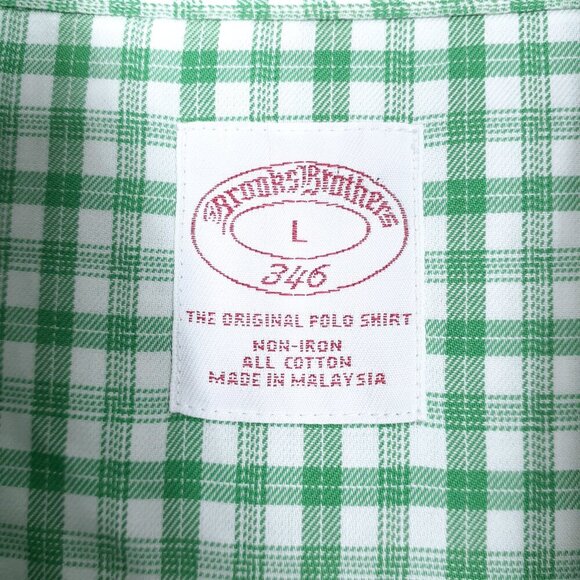 Brooks Brothers 346 Mens Button Down Shirt L Long Sleeve Green Plaid 820 - Picture 3 of 5